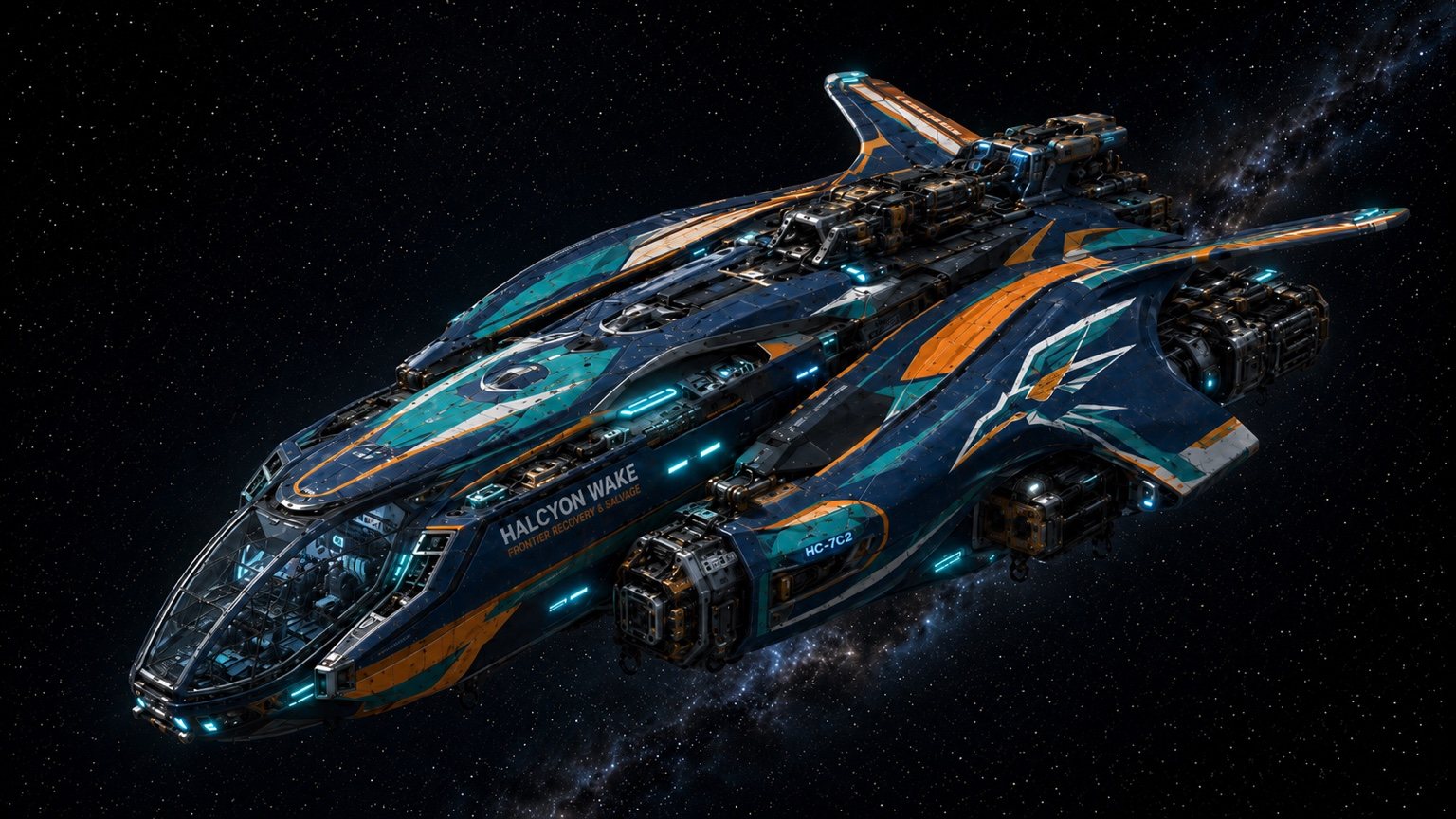 The Halcyon Wake spacecraft in deep space